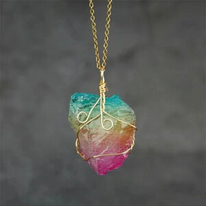 Irregular Raw Stone Rainbow Necklace